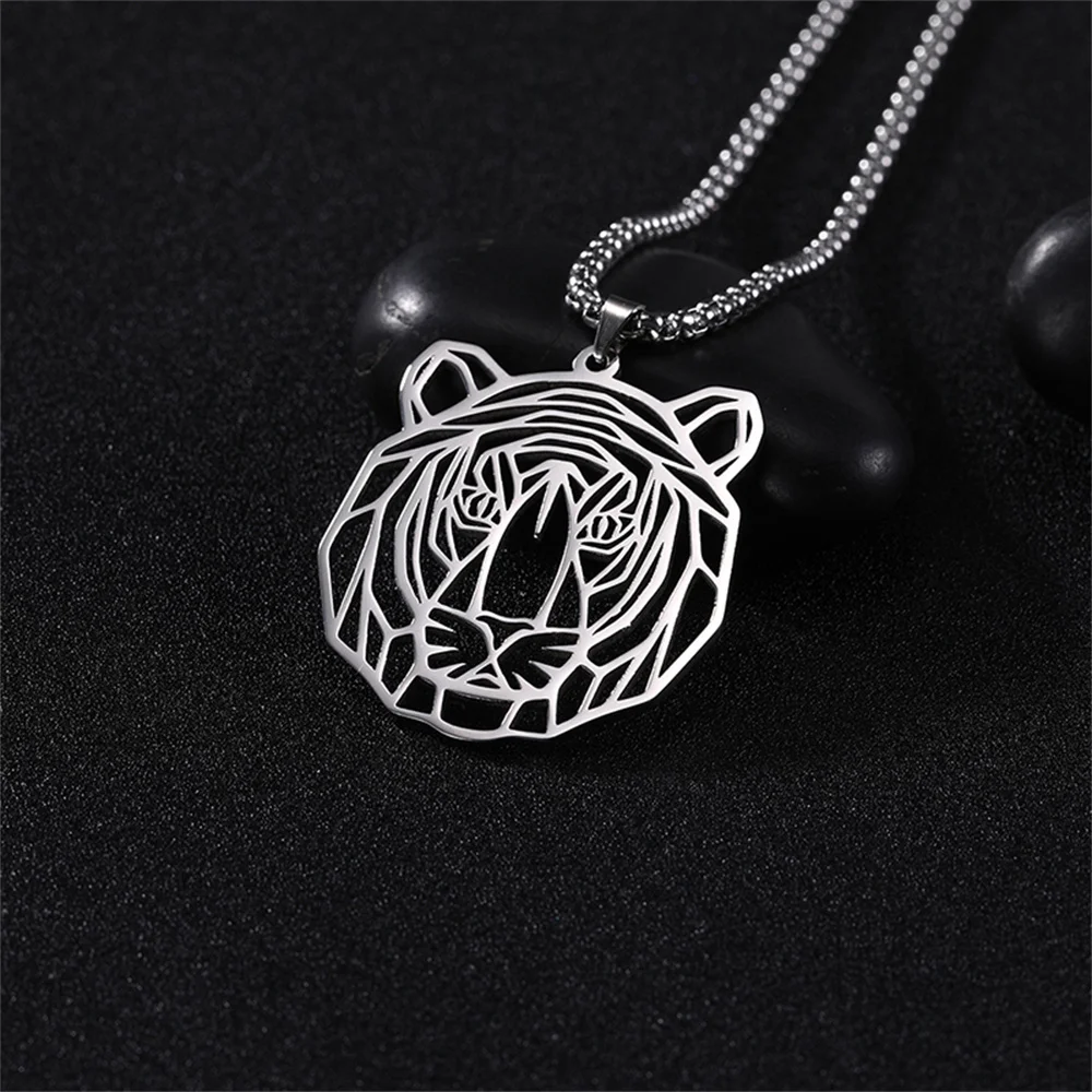 Punk Garnelen Löwe Wolf Anhänger Halskette Edelstahl Tier Halskette trend ige weibliche Geburtstags feier Geschenk Designer Schmuck – Detail 14