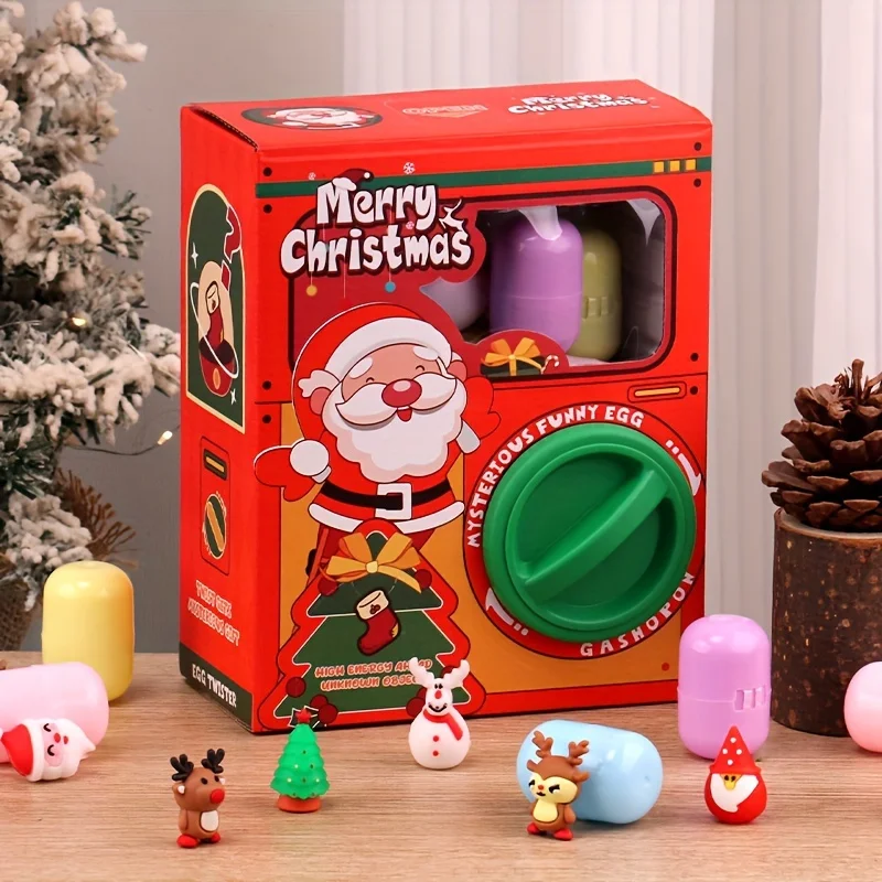 Christmas Twist Egg Maker Maker with Santa Elk Snowman Doll Fun Twist Egg Maker with Randomly Matches 6 Eggs Christmas Gift 3