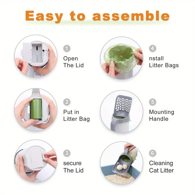 2 IN 1 Cat Litter Scoop and Bin Set, Durable PP Material, Efficient Litter Filter Design, Easy to Clean 5