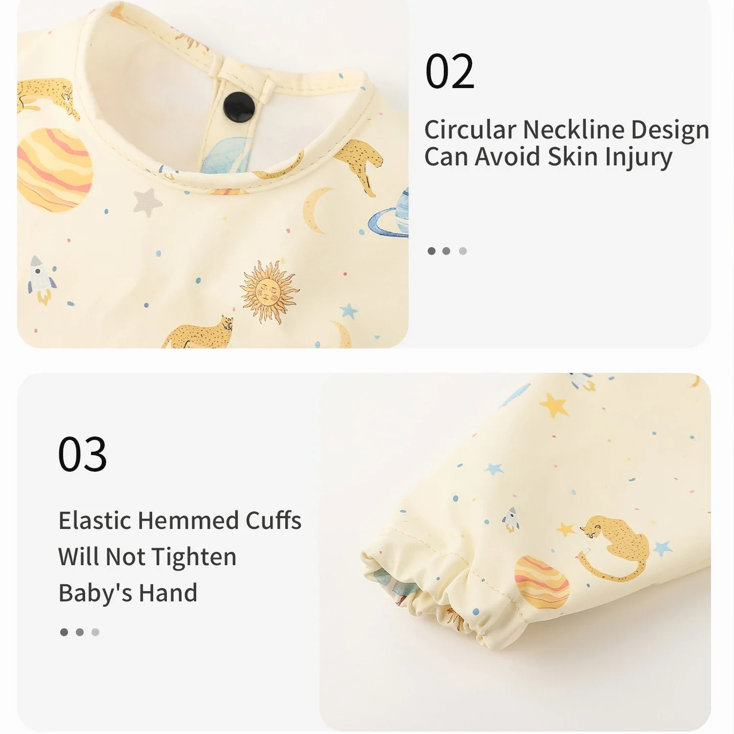 INSULAR  앞치마 역방향 착용 방수  턱받이 거꾸로 입는  식사복 100% PU 보호복 0-1세용