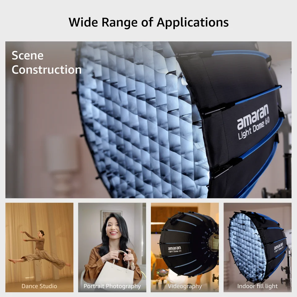 thumbnail interactive-video image 1 of Amaran Octa Dome 60 Softbox - Foldable 60cm Octagonal Bowens Mount With Grid & Bag 1 of 9