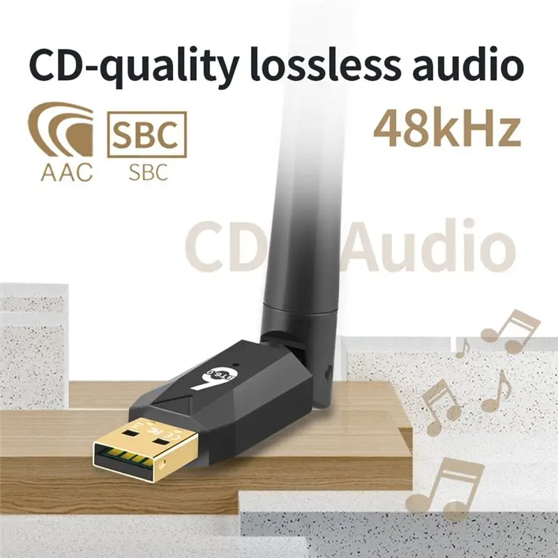 USB 어댑터 블루투스 6.0 200M USB 동글 무선 음악 오디오 수신기 송신기 BLE/EDR PC 마우스 키보드용