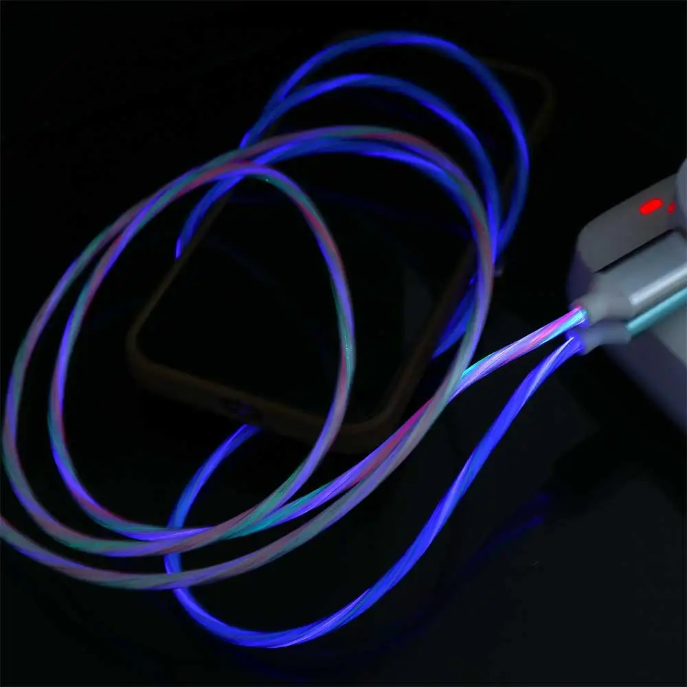 Led Light Charge 1M Type C Data Line Fast Charging Luminous LED light Charge Wire ...