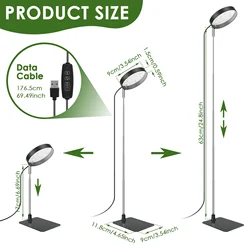 Adjustable Full Spectrum LED Grow Light with Timer and Dimmable Settings (Black)
