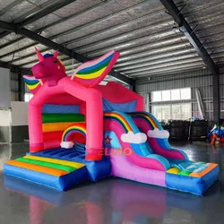 New Design Unicorn Inflatable Castle Girls Bounce House with Slide Bouncing House Indoor