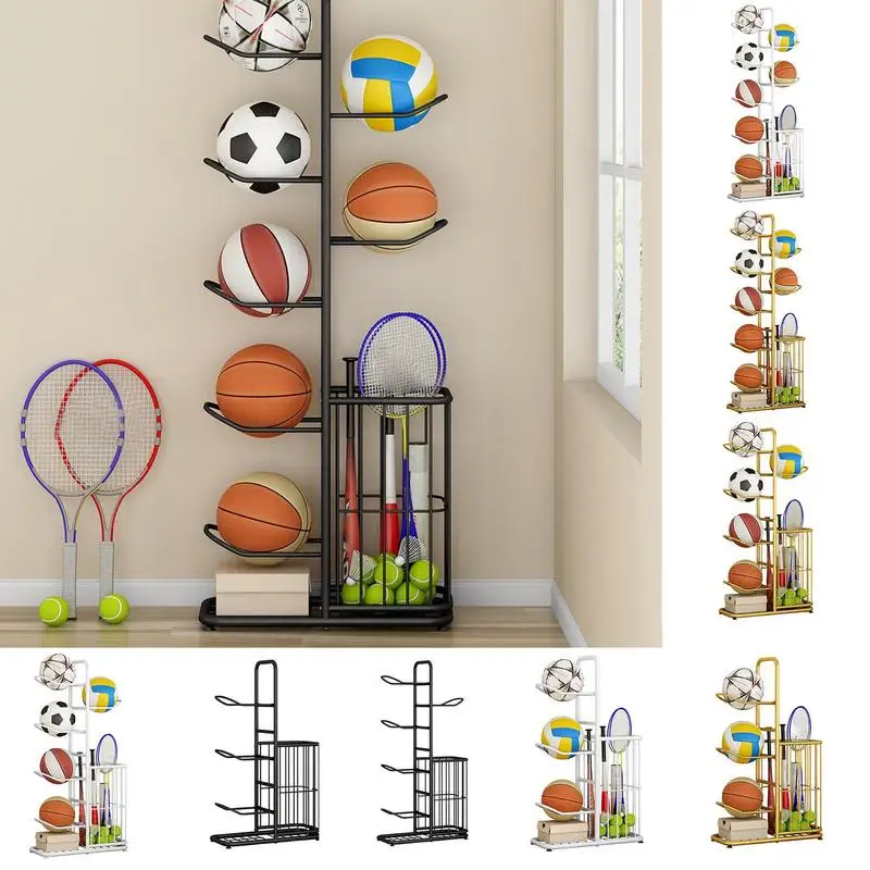 Ball Storage Rack Vertical Ball Holder Storage Rack Sports Stand with Basket Garage Organizer for Basketball sports ball display stand,sports ball storage rack