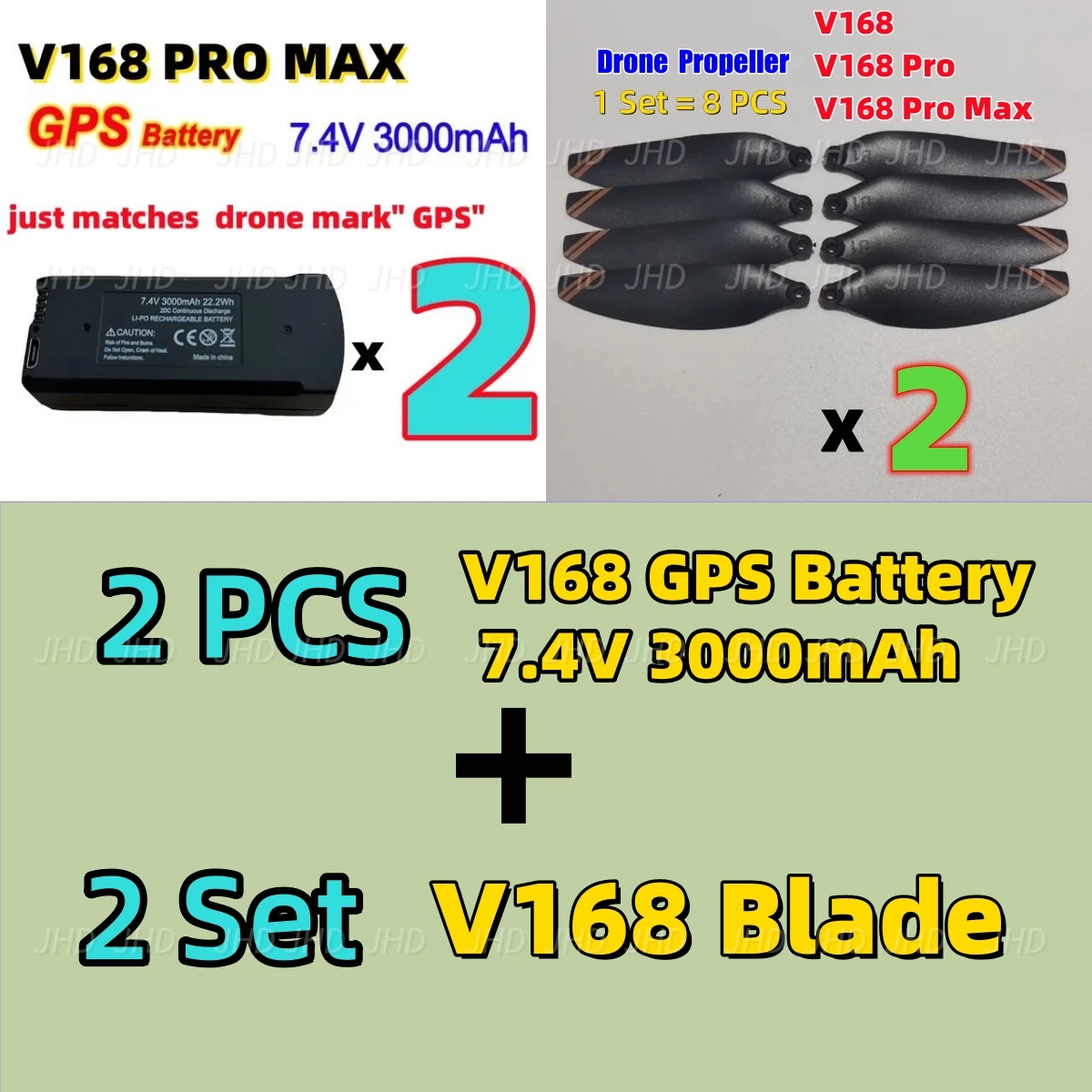 Description Picture 3 of itemJHD V168 GPS Drone Battery For V168/V168 PRO/ V168PRO MAX NO GPS /GPS Battery For V168 PRO Battery Propellers Wholesale