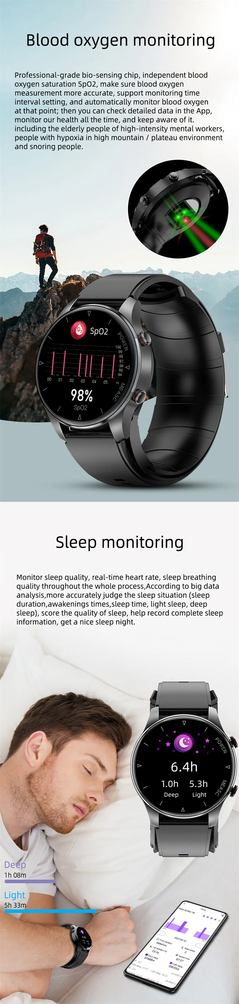 Medical Sphygmomanometer P50 Smartwatch Air Pump Airbag True Blood Pressure Oxygen Temperature Heart Rate Monitor Smart Watch