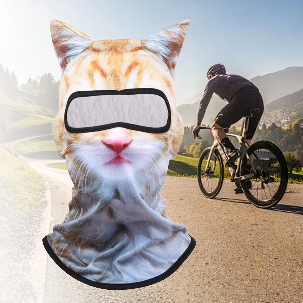 3D 고양이 발라클라바 귀가 있는 귀여운 동물 프린트 발라클라바 오토바이 헤드..