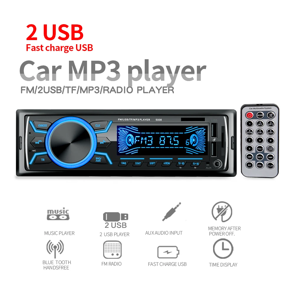 Car Radio 1 DIN Bluetooth FM Audio Player Stereo Music Call Handsfree Car MP3 Player Digital Dual USB With In Dash AUX Input best buy car audio