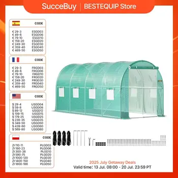 VEVOR Cornice zincata per serra a tunnel walk-in e copertura impermeabile 15x7x7/10x7x7/20x10x7/12x7x7 piedi Serre e cornici fredde 1