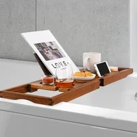 ชั้นวางของในอ่างอาบน้ำแบบพับเก็บได้ตัวยึดแท็บเล็ตโทรได้แบบเคลื่อนที่ได้ของโรงแรมทำจากไม้ป้องกันการกัดกร่อน 1