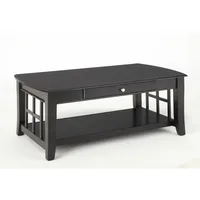 Cassidy Indoor Traditional with Storage and Shelf Rectangle Coffee Table, Black 1