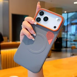 Orange Magnetic Suction Ring Lens Protective Case with Camera Cover - iPhone 15 Plus (GRAY)