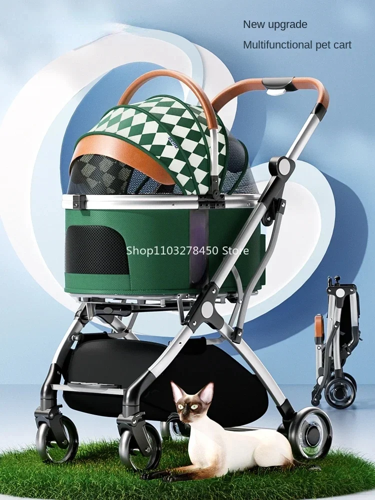 

Small and Medium Size Pet Stroller out Dog Bike Packet Separation Dog Folding Aluminum Alloy Cat Shock Absorber Cat