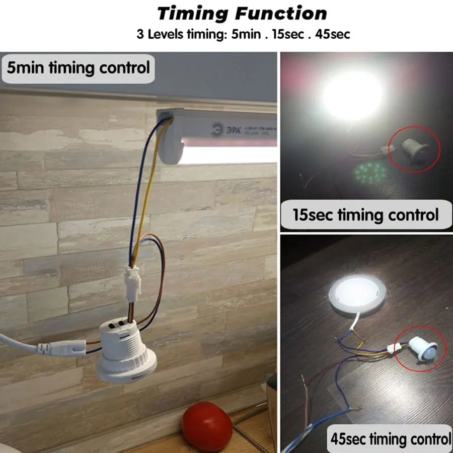 Automatic Motion Sensor Light Switch with Adjustable Time Delay and Movement Detection
