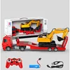 Double E663 Remote-controlled Flatbed Trailer Excavator Set Engineering Toy Car Boy And Girl Birthday Gift 5