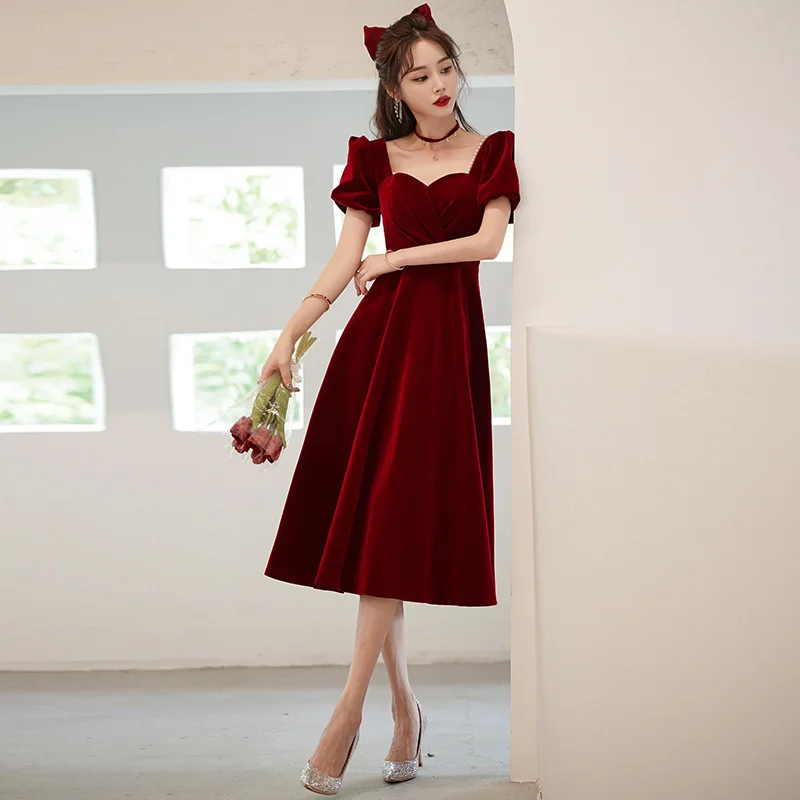 

Toast clothes bride 2022 new spring small wedding engagement back door dress can wear French velvet at ordinary times