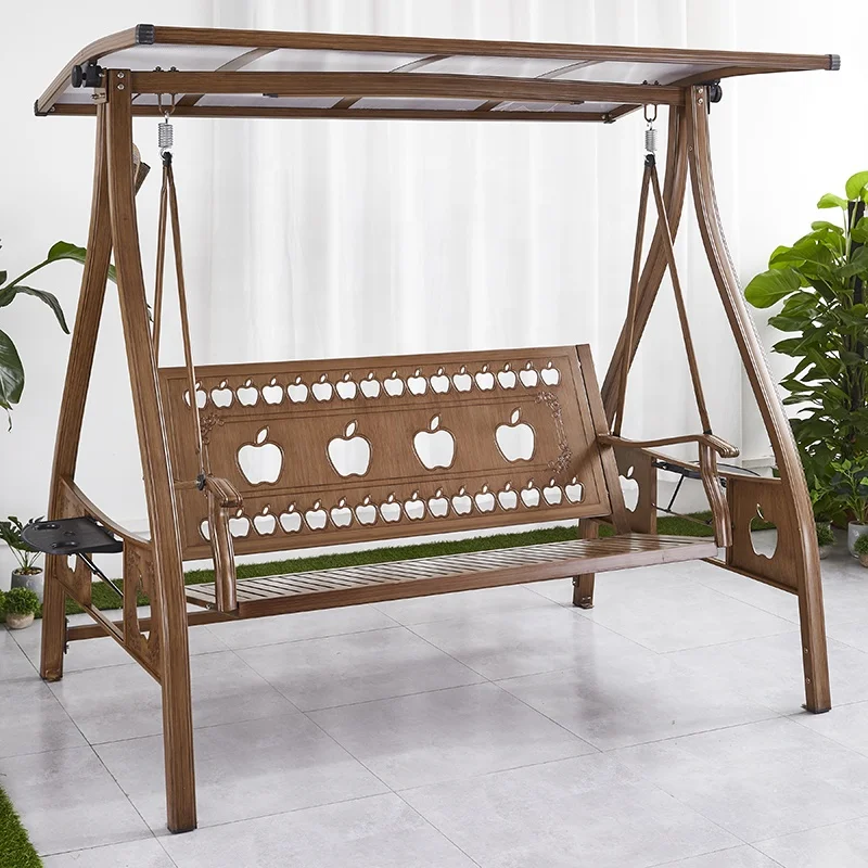 רהיטי גינה מודרניים לפטיו בחוץ, מושב קדמי אלומיניום יציב לשלושה אנשים עם כיסא תלוי ותלייה