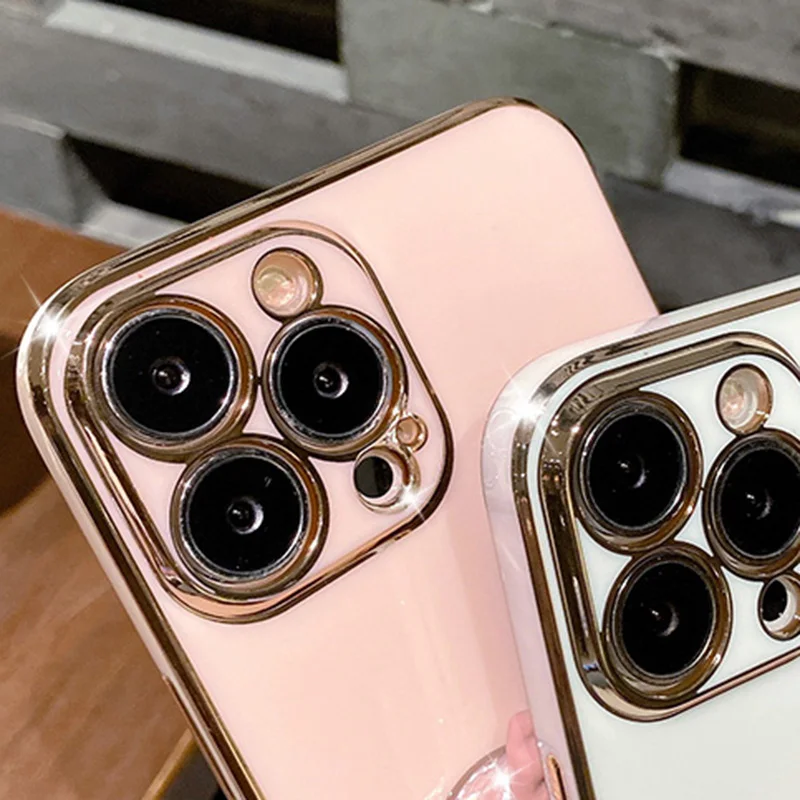 Plating Case For Samsung A34 A54 A53 A32 A33 A13 4G 5G A12 A73 A25 A31 A21S A14 Bows Cream Cake Heart Make-up Mirror_voghion.com