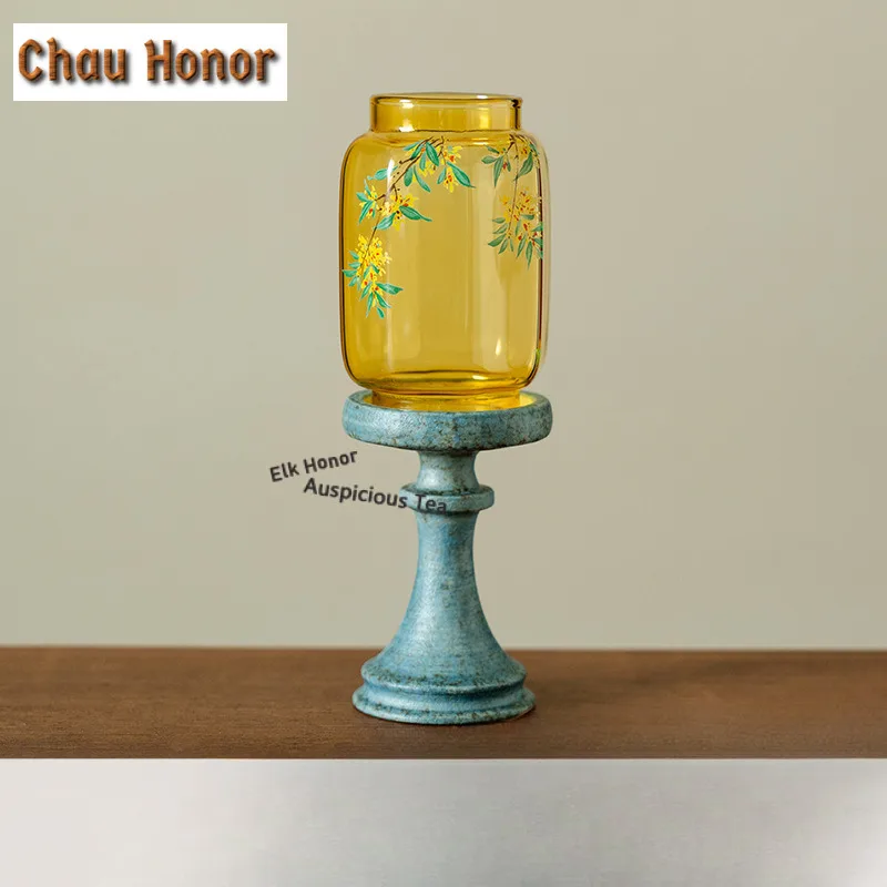 Osmanthus Ceramic Candle Holder Japanese Candles and Owners Scented Aromatic Candles Candle Lights Tea Ceremony Room Decor Gift