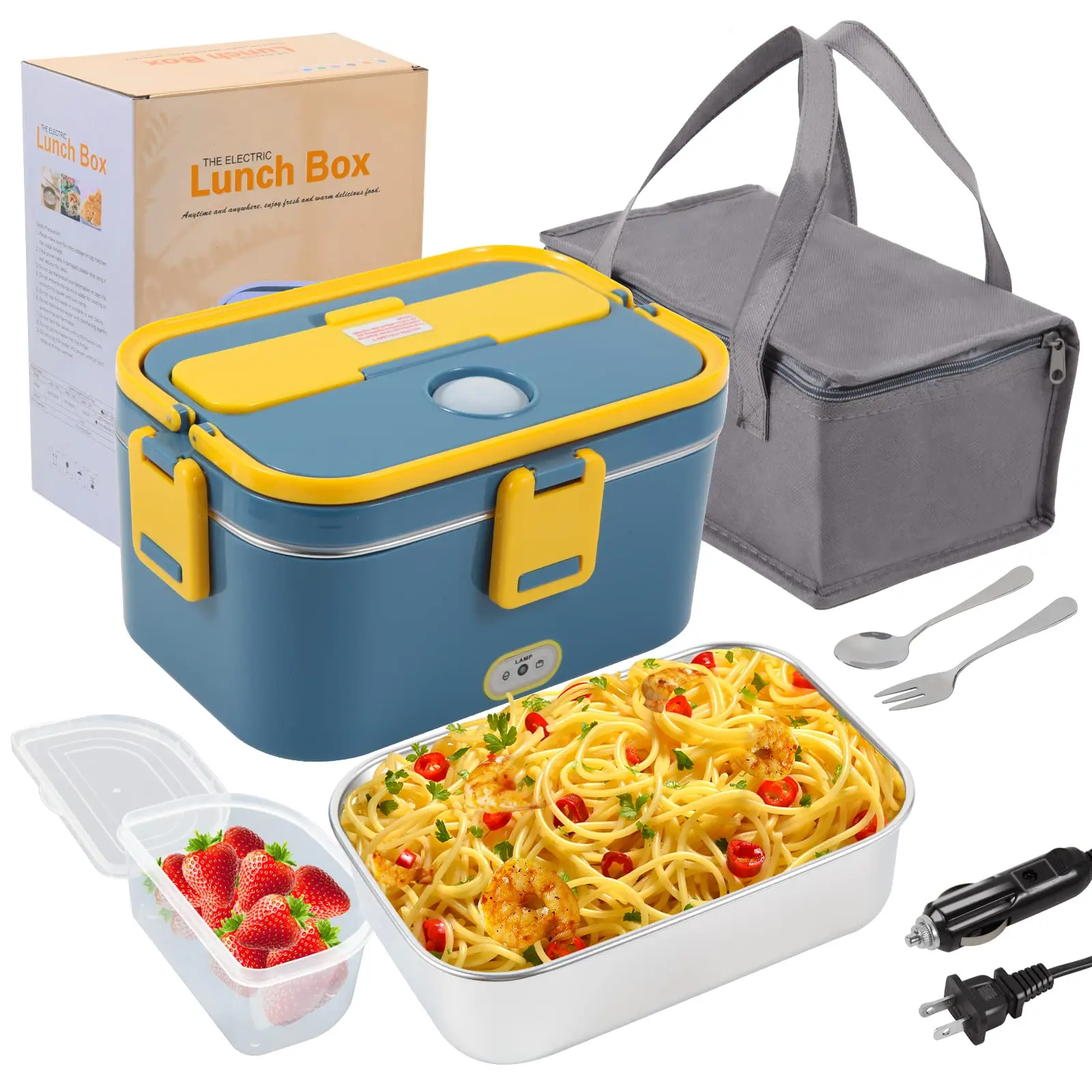 AosFero 80W1.8L Portable Heated Electric Lunch Box,3 in1 food