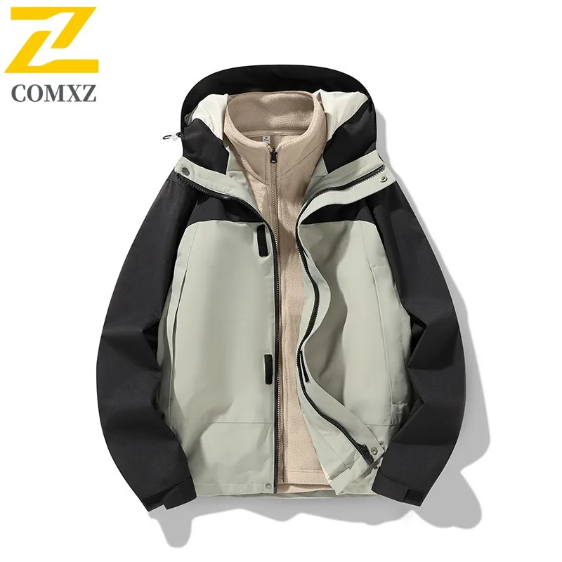 COMXZ 3-in-1 Premium Classic Jacket for Men Outdoor Expedition Wind Resistant Motorcycle Coat Cozy Stylish Autumn Men Clothing