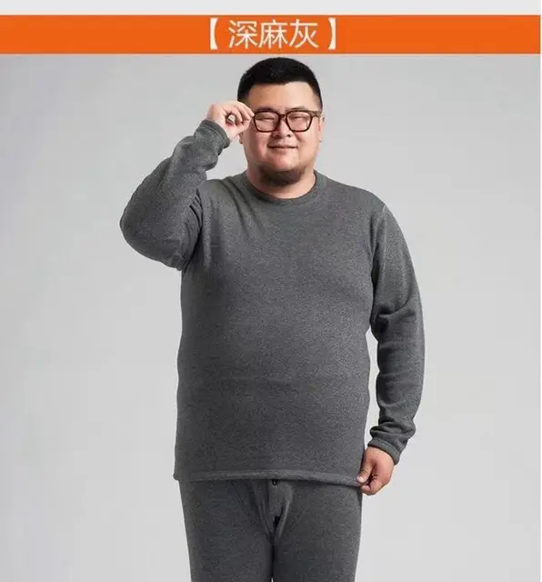 Men's Plus Size Thermal Underwear Suit Plus Fertilizer Enlarged Winter Plus  Fleece Thickened Cold-Proof Thermal Tops and Pants