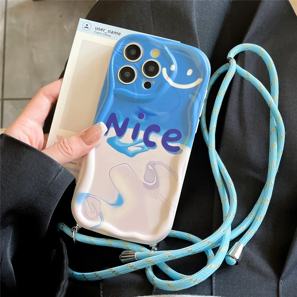 Graffiti Lanyard Shockproof Phone Case with Silicone Neck Cord and Crossbody Strap