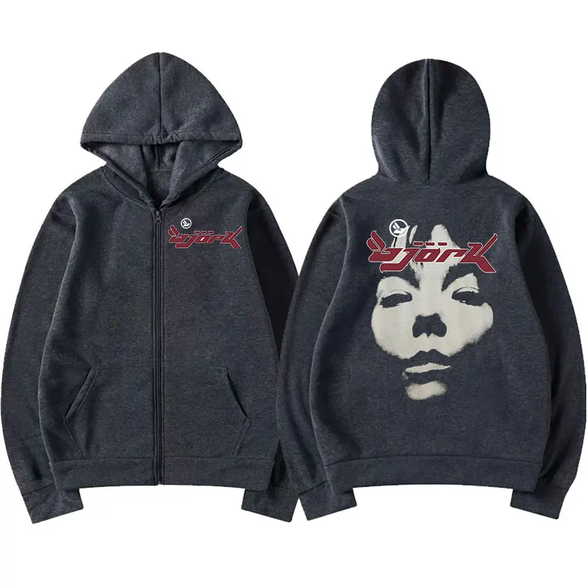 Classic 90s Vintage Bjork Look Music Album Print Zip Up