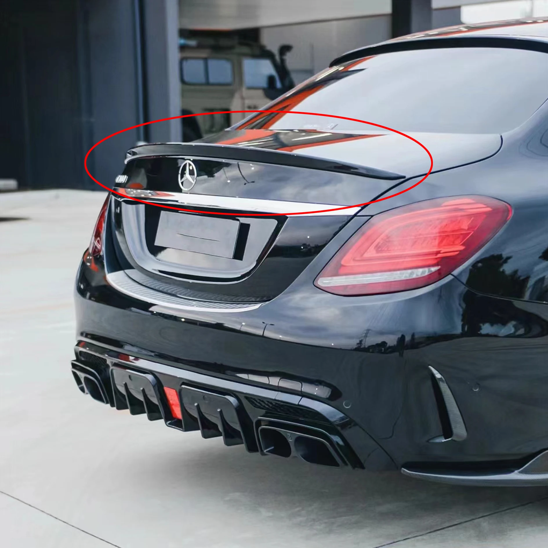 

Carbon Fiber Boot Rear Trunk Spoiler For Mercedes Benz C Class Sedan W205 2015-2021 Deflector C63s AMG PSM Style Gloss Black