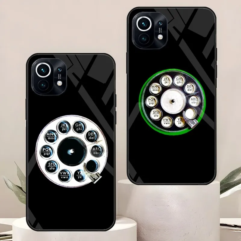 Old Rotary Telephone Dial Phone Case For Xiaomi Poco F3 11 12 Pro X T Lite S Note 10 S 5G 8 A 9 Redmi Tempered Glass Coque