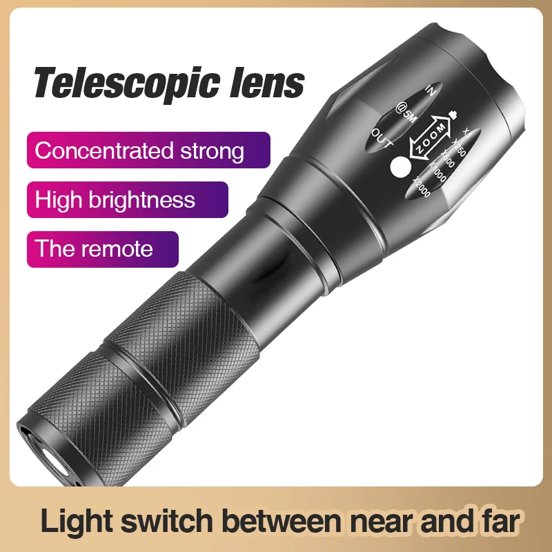  A100 Outdoor LED  Rechargeable Zoom Mini Power Torch Flashlight T6 