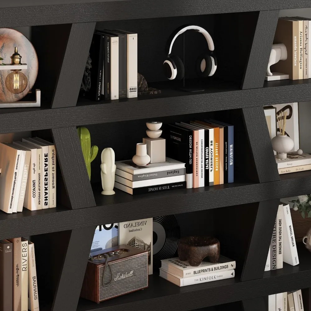 70.9" W 5-Tier Bookshelf Bookcase with 15 Storage Cubes, Modern Wooden Storage Display Shelf Rack for Living Room Home Office, 5