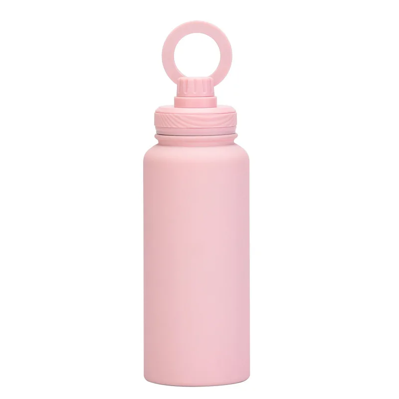 1L Sports Thermos Cup With Handle,Cellphone Magnetic Stand Drinkware,Stainless Steel Vacuum Flasks,Camping And Gym Water Bottle