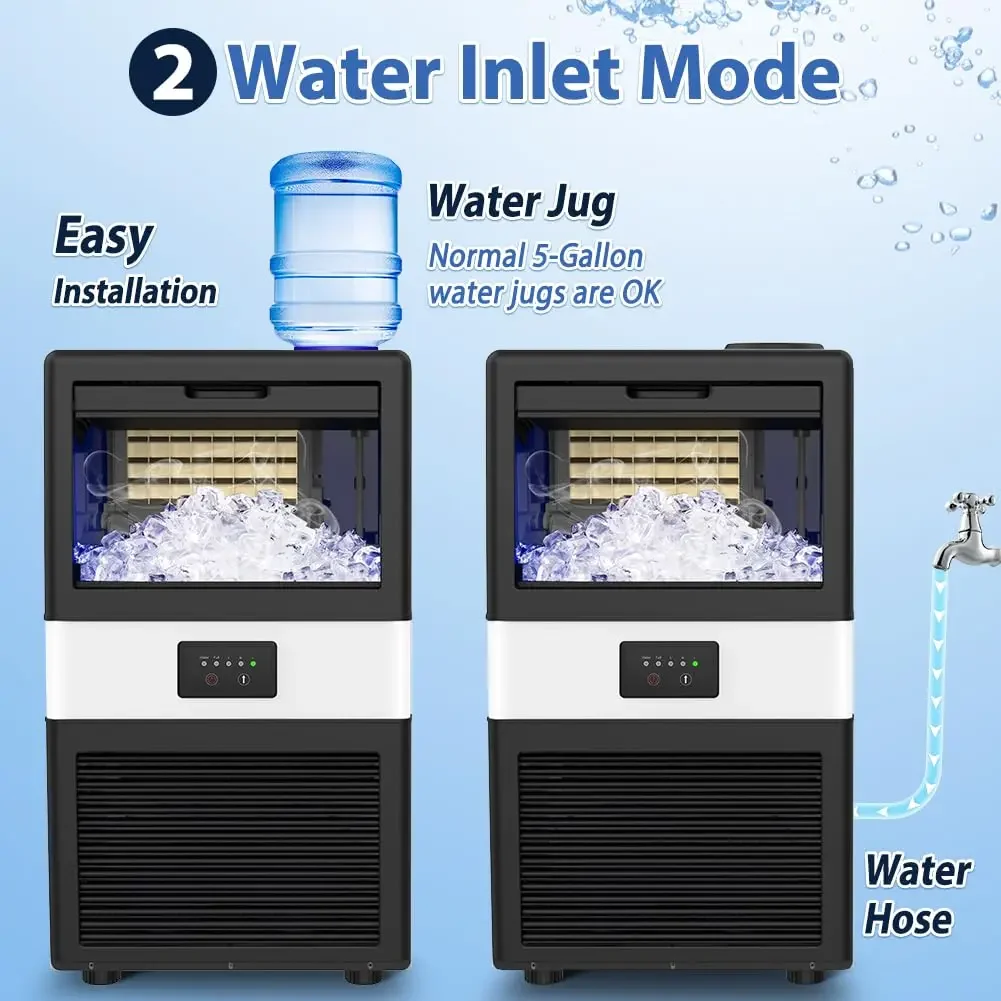 Ice Maker Machine, 70 LBS/24H Under Counter Large Ice Machine w/ 10 LBS Capacity Ice Storage Bin, 2 Water Inlet Modes 3