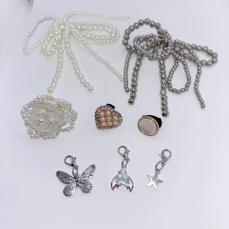 2/3pcs Elegant Pearl Bow Shoelace Charms Fashion Sneaker Decor Preppy Shoe Accessories for Women DIY Casual Shoe Buckles Jewelry