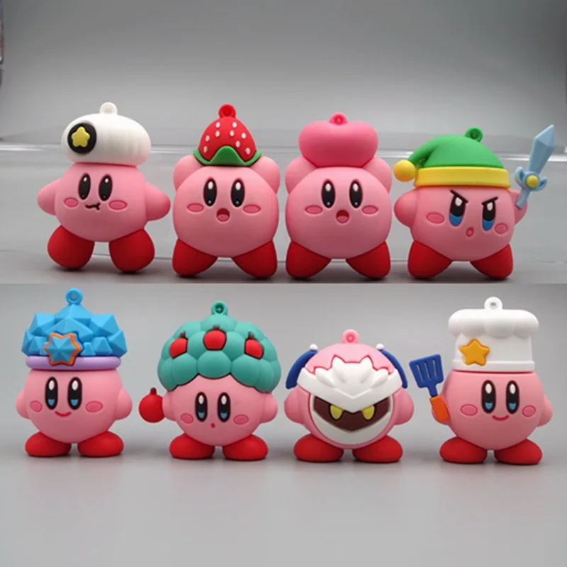 

8Pcs/Set New Kirby Figures Anime Games Kawaii Cartoon Pink Kirby Action Figure Dolls Toys Kids Birthday Chrismas Gift