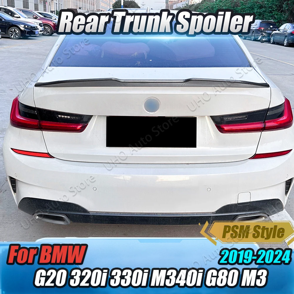 PSM 스타일 자동차 리어 트렁크 루프 스포일러 테일 윙 트림 트렁크 리드 바디 키트, BMW 3 시리즈 G20 G80 M3 320i 325i 330i 2019-2024