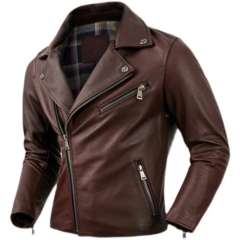 2023 New Autumn Winter Motorcycle Jacket Thickened Real Cowhide Leather Jackets Men Clothes Motor Riding Clothing Biker Jacket