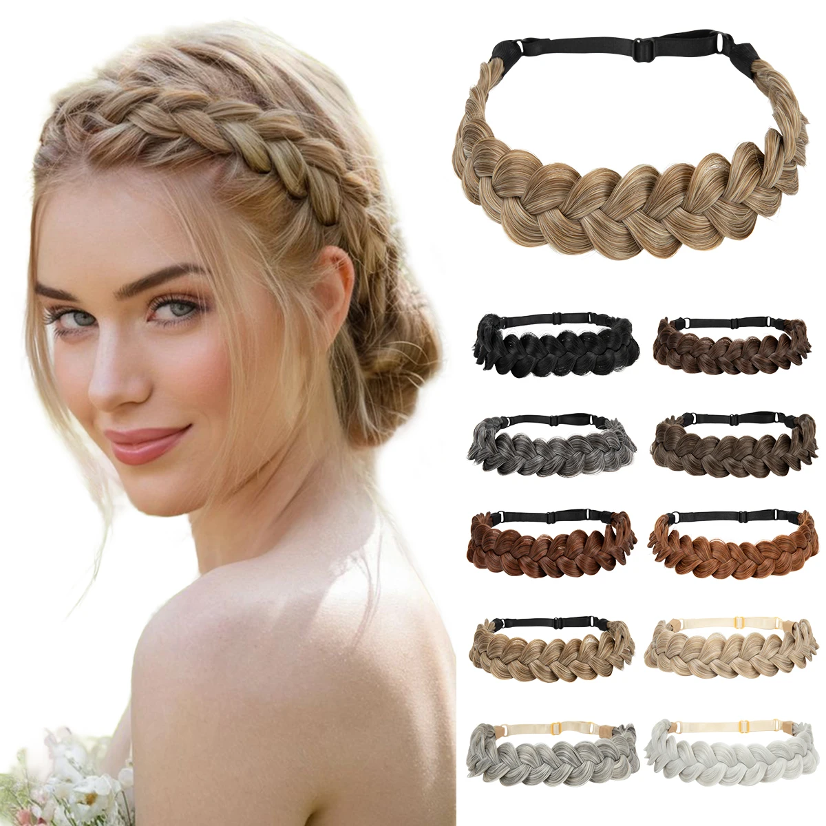 Fascia per capelli/fascia per capelli intrecciata francese sintetica di Sarah, un accessorio per capelli in stile bohémien da donna, perfetto per creare capelli intrecciati