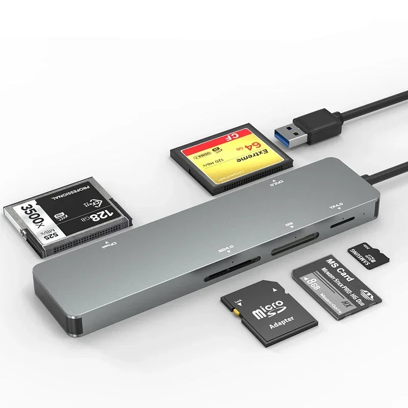 

OEM алюминиевый 5-в-1 USB 3,0 карта памяти CF + MS + CFast кардридер памяти 4,0 кардридер записывающее устройство для камеры