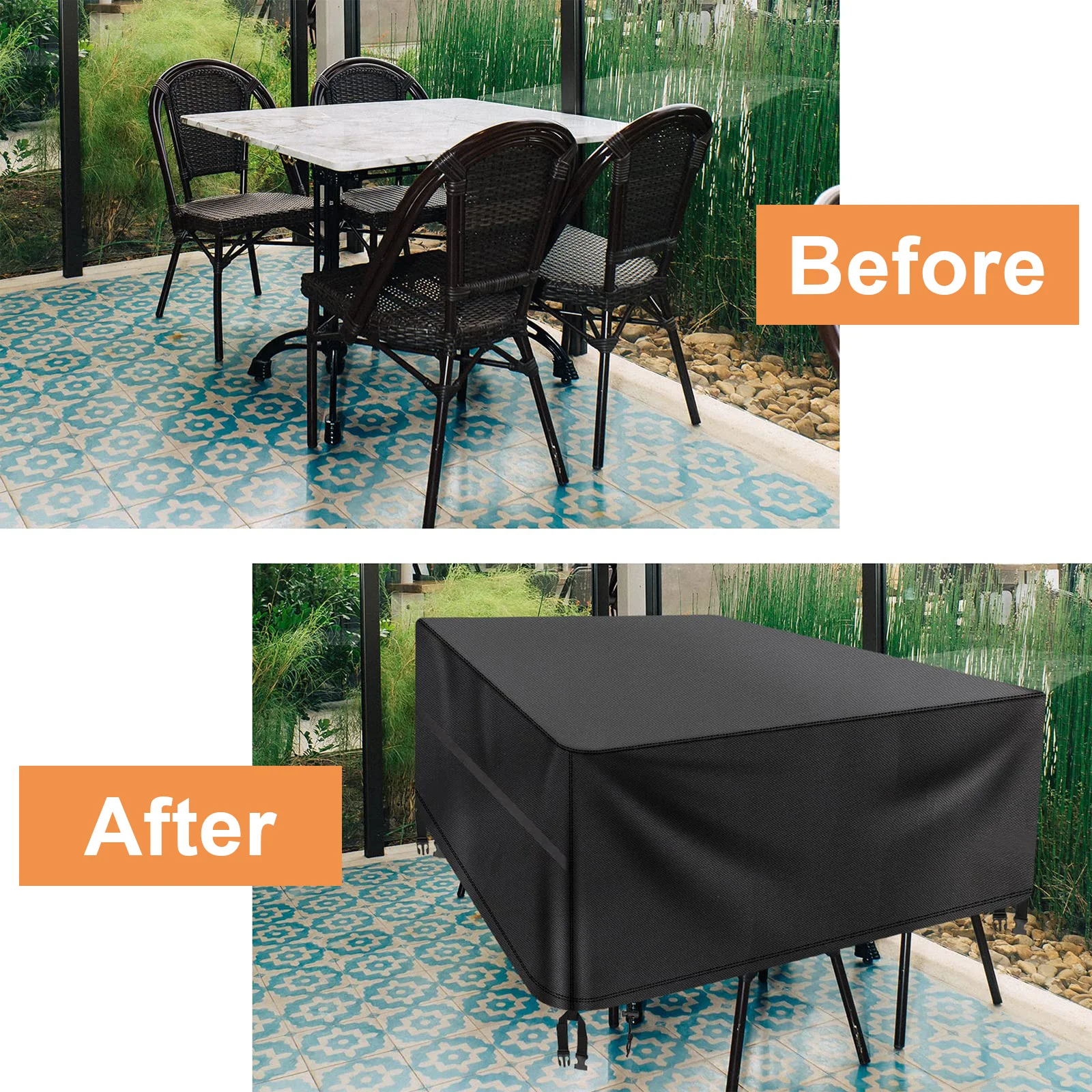 Square Garden Table Cover PU Waterproof Anti-UV Tear-Resistant 420D Oxford Patio Table Furniture Heavy Duty Protective Covers 5