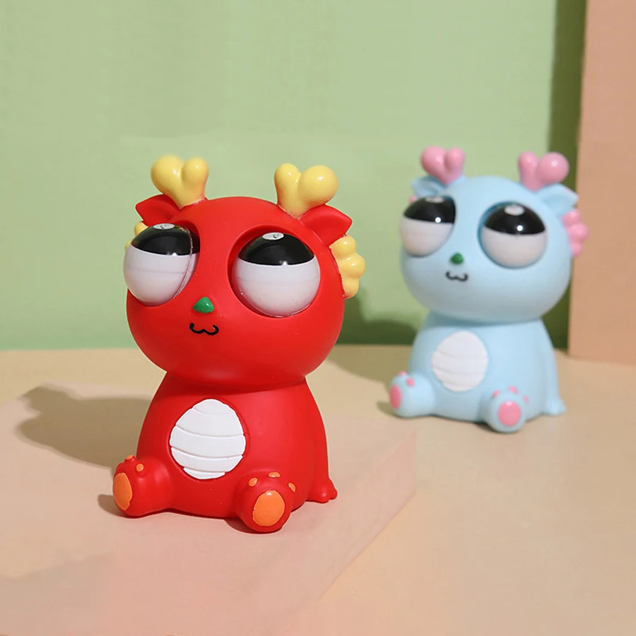 Squeeze The Head, Pop The Eyes! Weird & Satisfying Dragon Fidget Toy Pop-Out Eye Dragon Squeeze Toy Stress Reliever