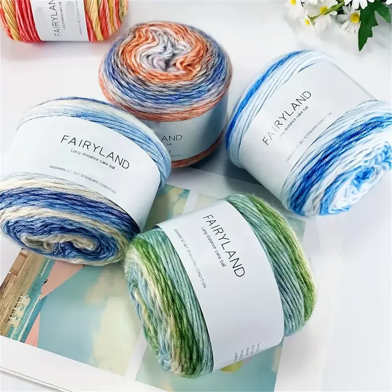 100g knitting yarn Rainbow Woollen Yarn New Soft Hand Woven Cake Yarn Hat Scarf Sweater Dyeing Crocheting Fancy Blend