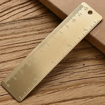 1 Piece Vintage Brass Straight Ruler for Students Creative Metal Ruler School Supplies 1