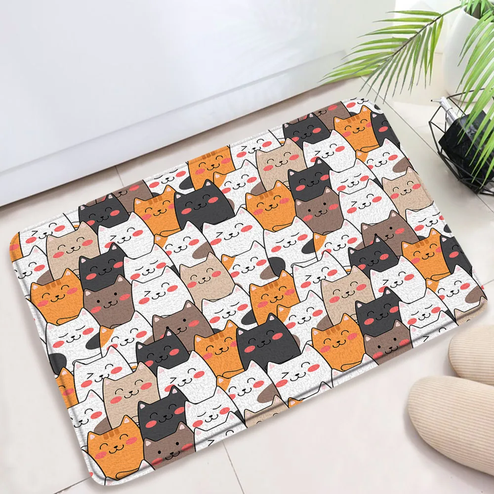 

Doodle Dog and Cat Bath Mat Cartoon Animals Anti Slip Bathroom Rug Indoor Carpet Doormat Floor Mats Soft Entering Pad Bath Decor
