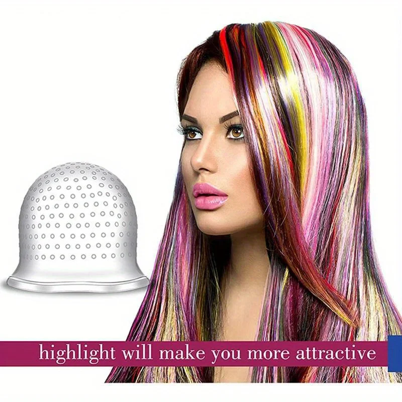 1pcs Silicone Hair Coloring Cap Hook Needle Pink Professional Dyeing Tool Highlight Dyeing Frosting Hats Barber Hair