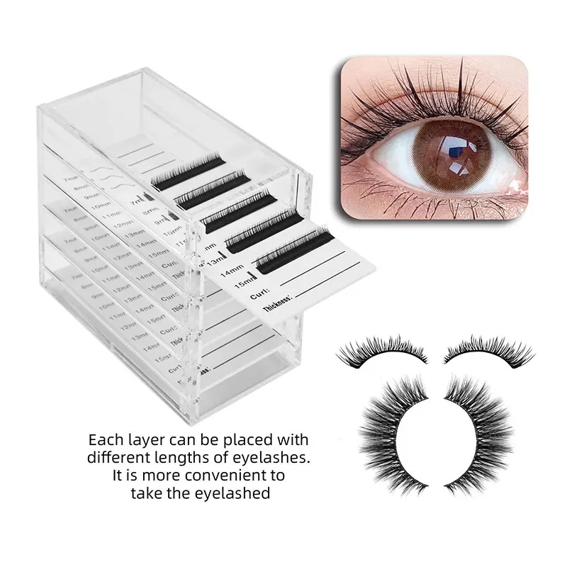 Clear 5 Layers False Eyelash Storage Box Acrylic Pallet Lash Holder Eyelashes Extension Display Stand Tools