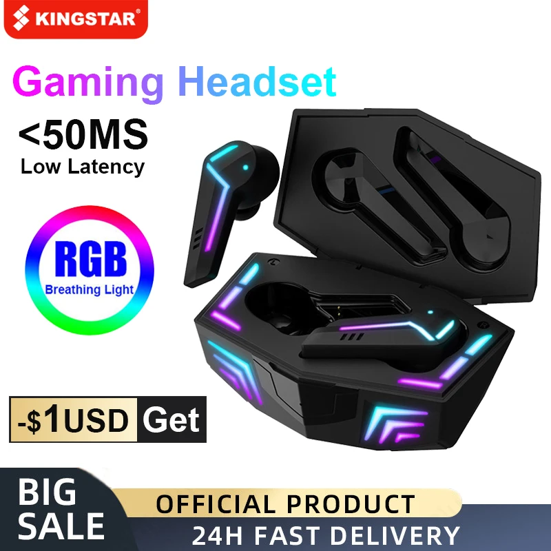 

Bluetooth-наушники KINGSTAR игровые, водостойкие, с микрофоном